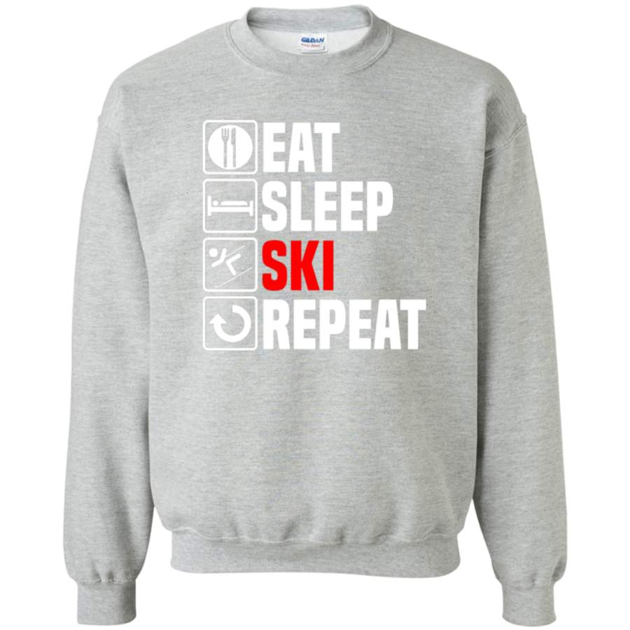 AGR Eat-Sleep-Ski Crewneck Pullover Sweatshirt