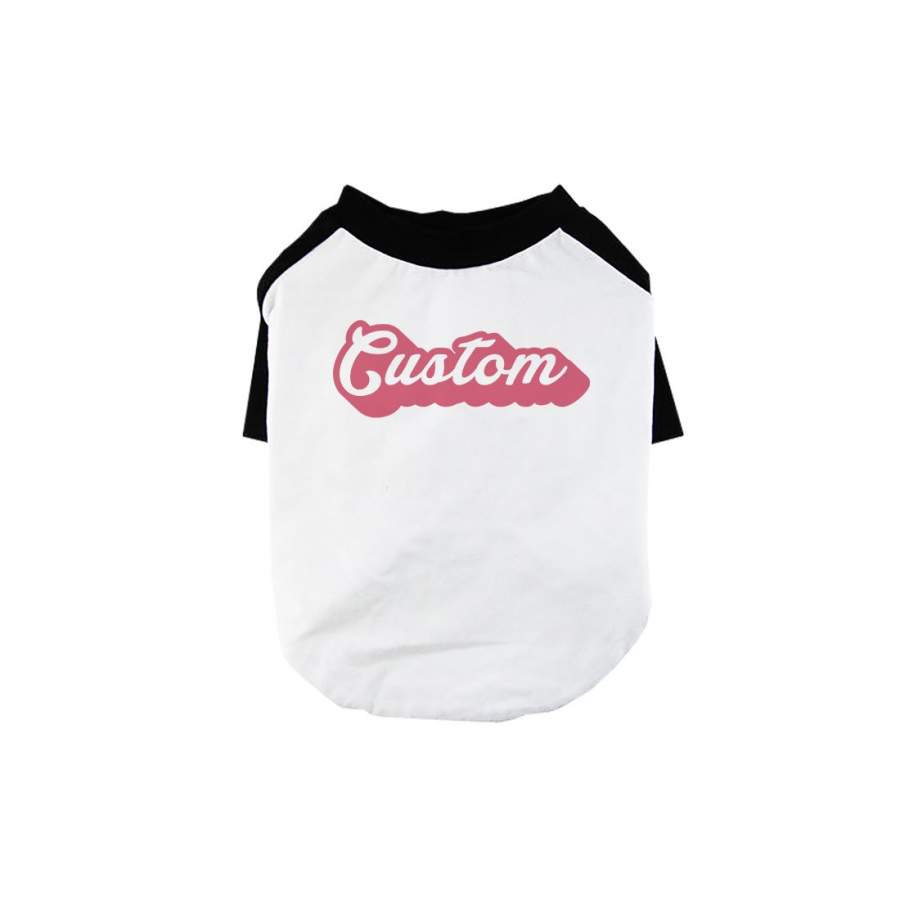 Pink Pop Up Text Pets Personalized Baseball Shirt for Small Dog