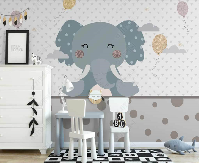 3D Northern Europe Hand-Painted Elephant Balloon Wall Mural Wallpaper Sww2633