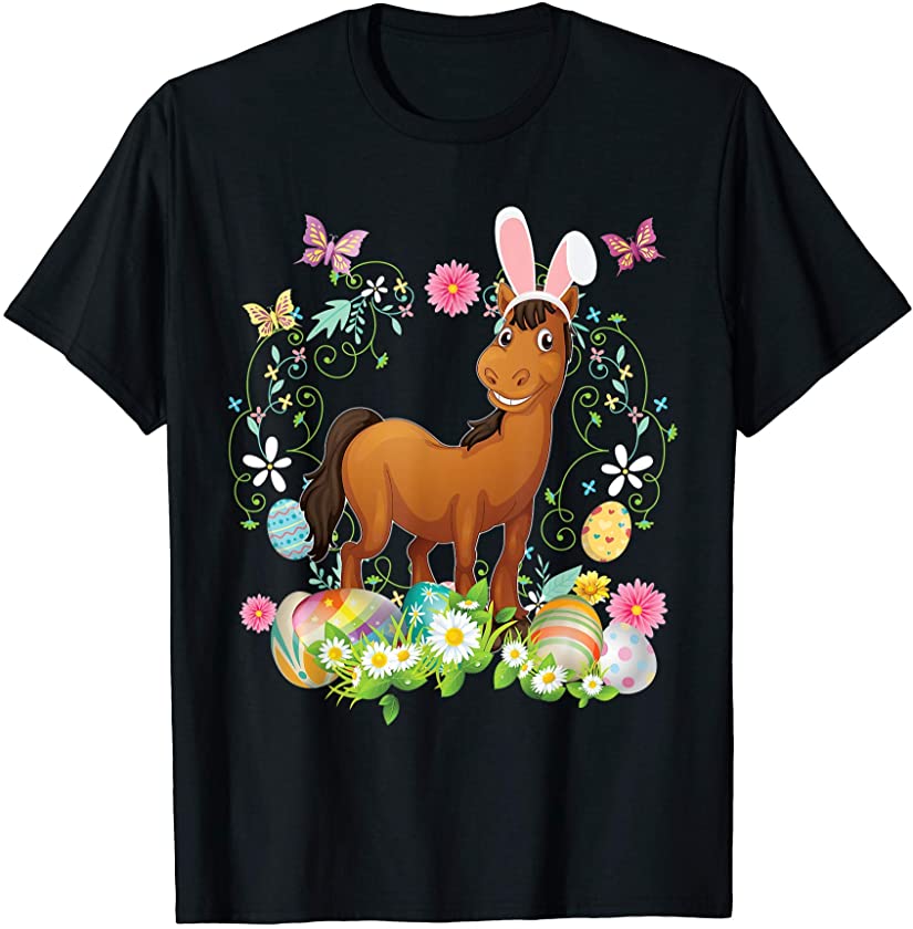 Bunny Horse Happy Easter Day Lover Egg Hunt Lovely Cute T-Shirt