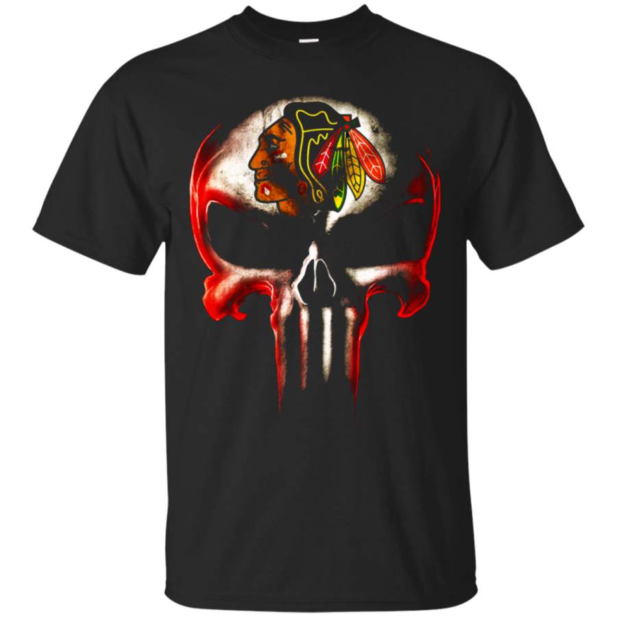 AGR Chicago Blackhawks The Punisher Mashup Ice Hockey T-Shirt