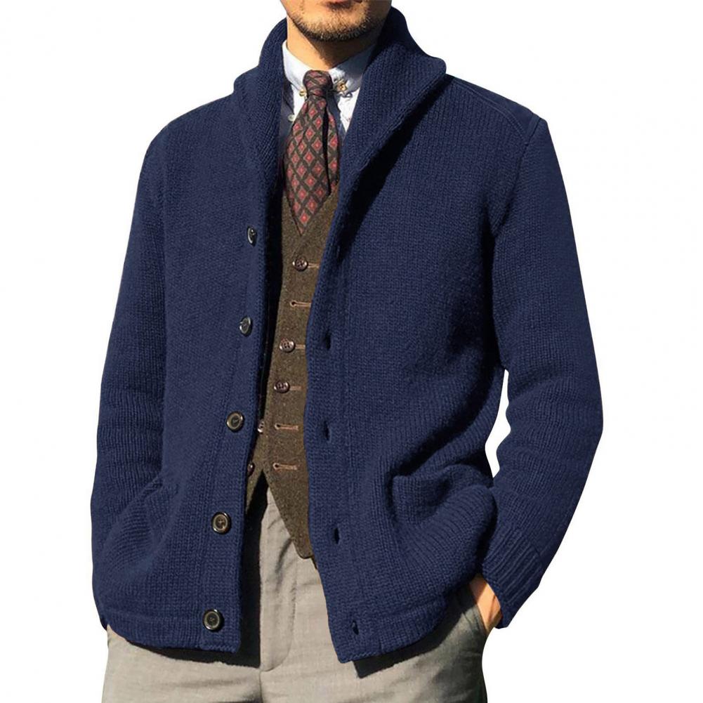 Trendy Men Knitwear Ribbed Cuffs Cold Resistant Skin-Touch Autumn Winter Casual Pure Color Knitted Cardigan Coat alx