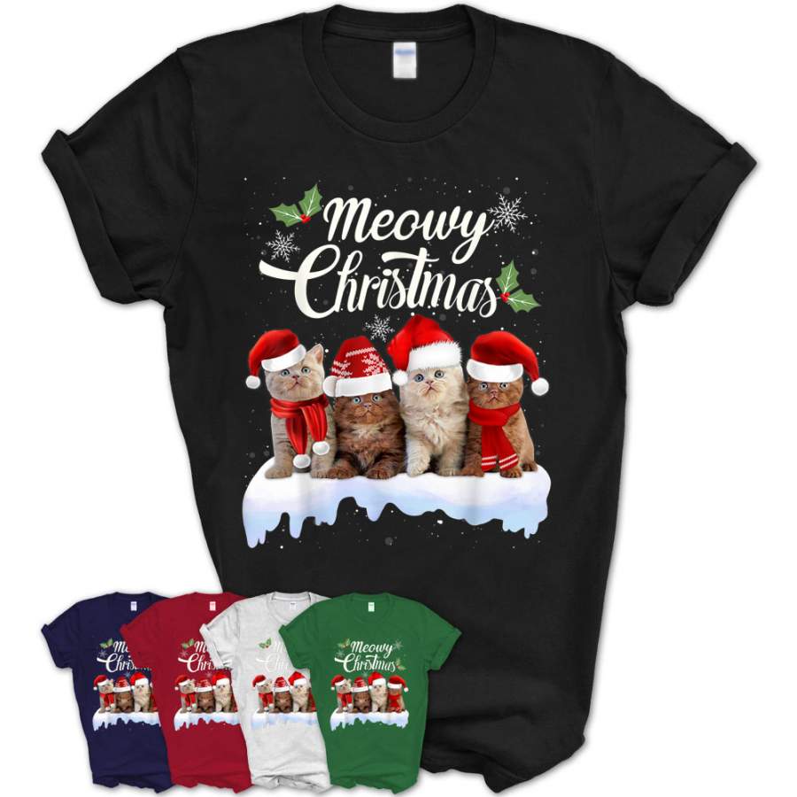 Meowy Christmas Tee Kitten Cat Kitty Xmas Cute Gift T-Shirt – Teezou Store