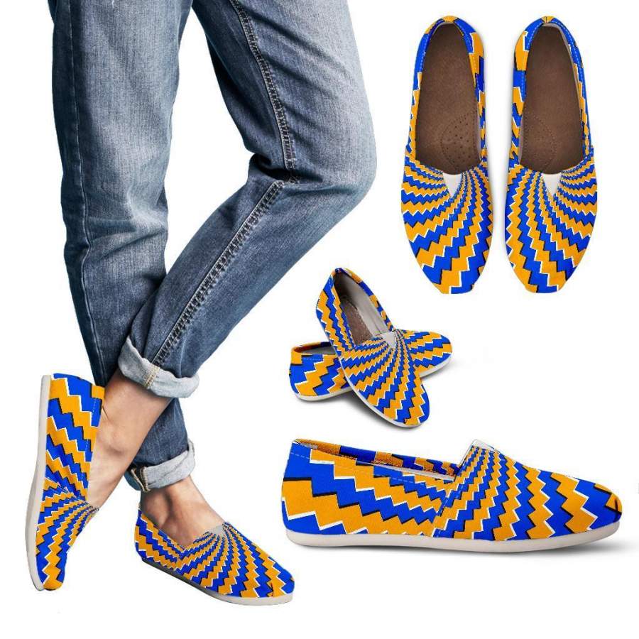 Yellow Spiral Moving Optical Illusion Women’s Casual Shoes