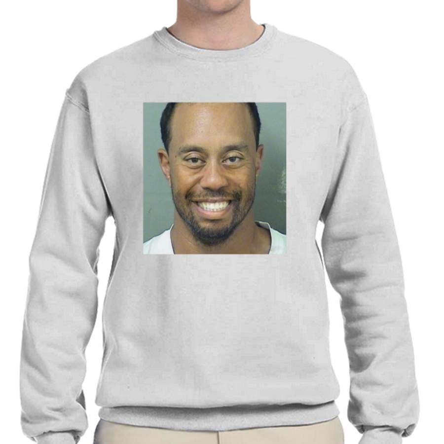 Tiger Woods Mugshot T-shirt Smile Crew Neck Sweatshirts