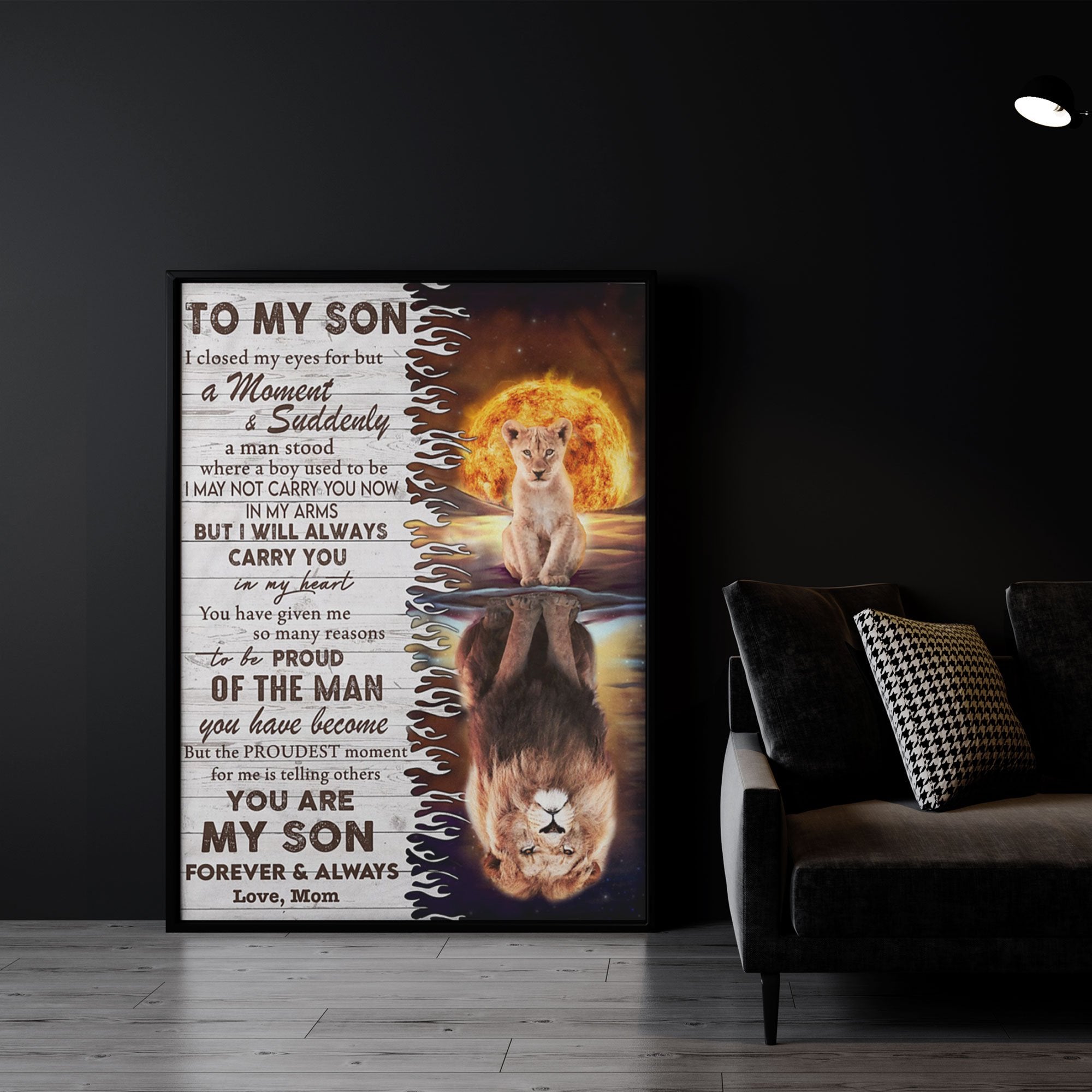 To My Son Lion Printed Canvas Poster Wall Art, Poster Print, Canvas Print Wall Decor