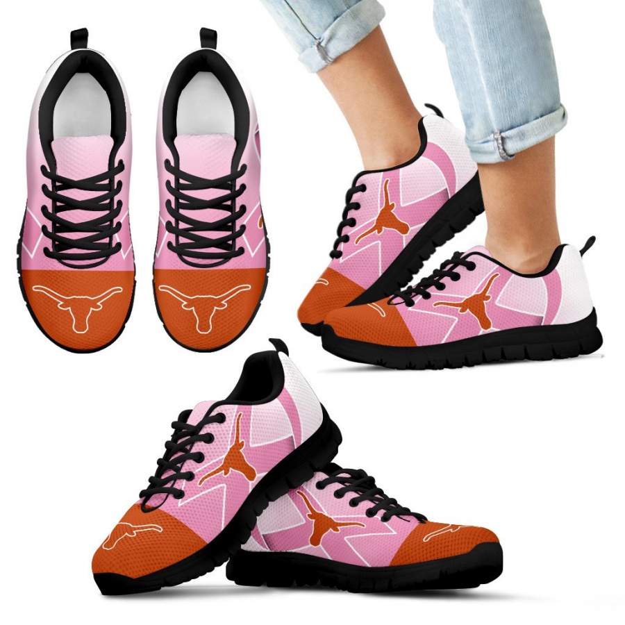 Texas Longhorns Cancer Pink Ribbon Sneakers