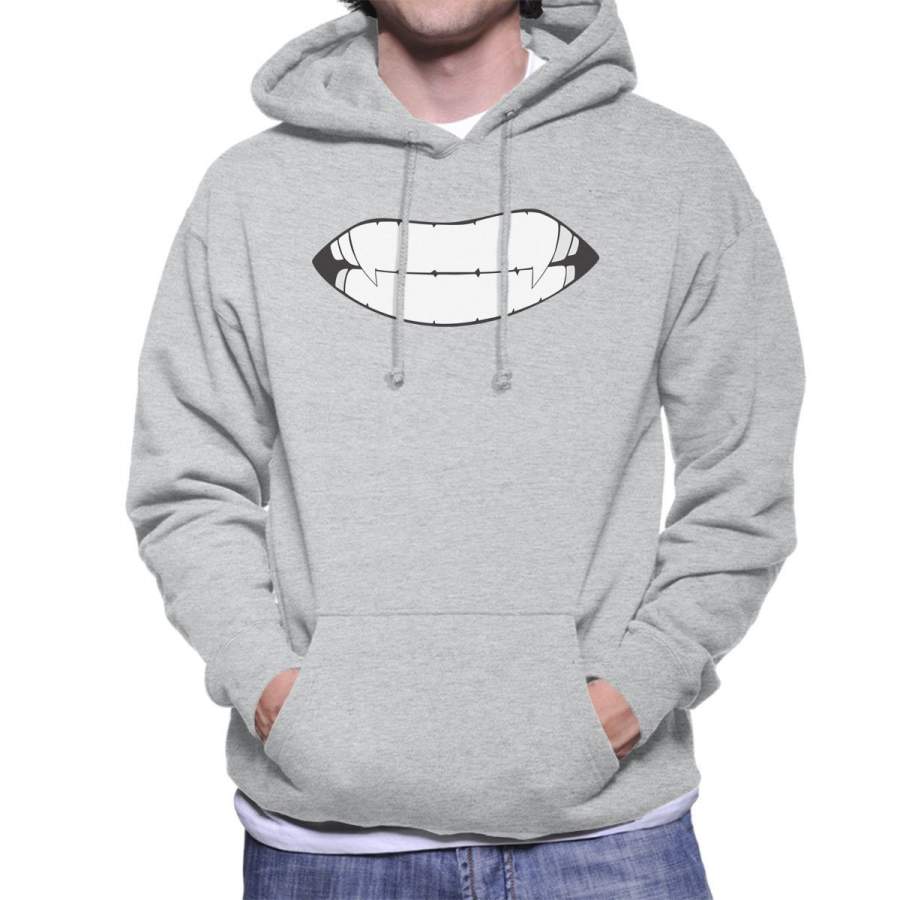 Japanese Manga Vampire Teeth Baring Men’s Hooded Sweatshirt