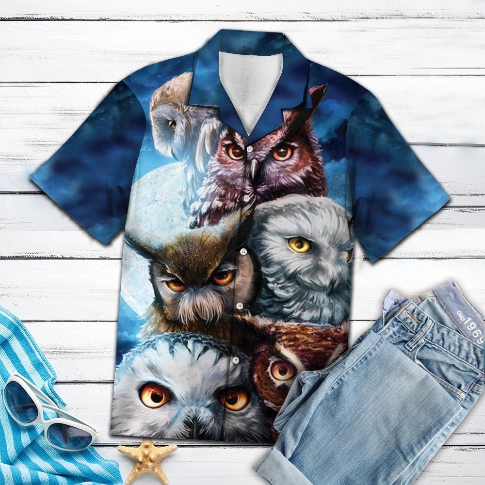 Cool Owls Hawaii Unisex Print Aloha Short Sleeve Casual Shirt Ha95588