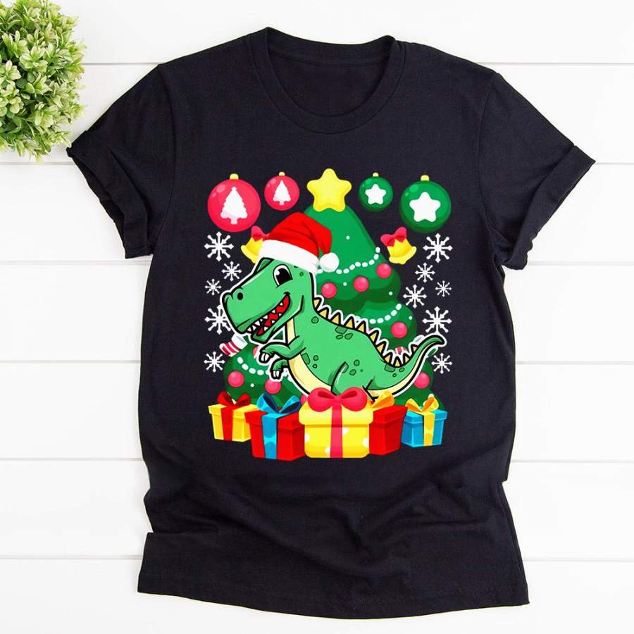 Crocodile Penguin christmas gift crocodile santa clasus xmas 2020 black cotton t shirt for men and women S-6XL