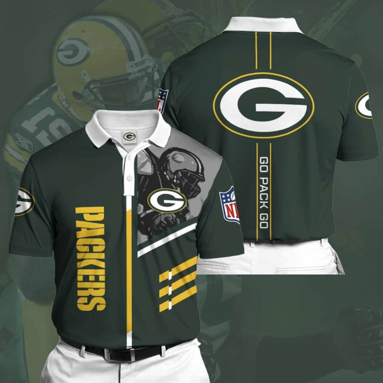 Personalized Green Bay Packers No35 Polo Shirt, 3D All Over Print Model 8432