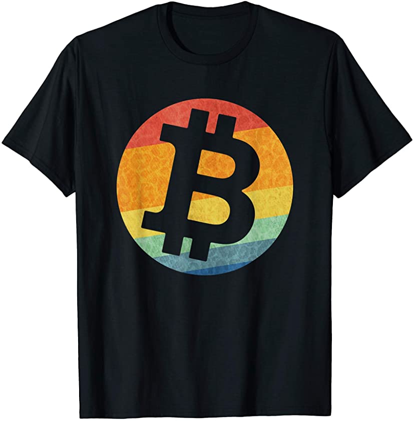 Bitcoin Crypto Coin Trader Retro Striped Leopard Art Bitcoin T-Shirt