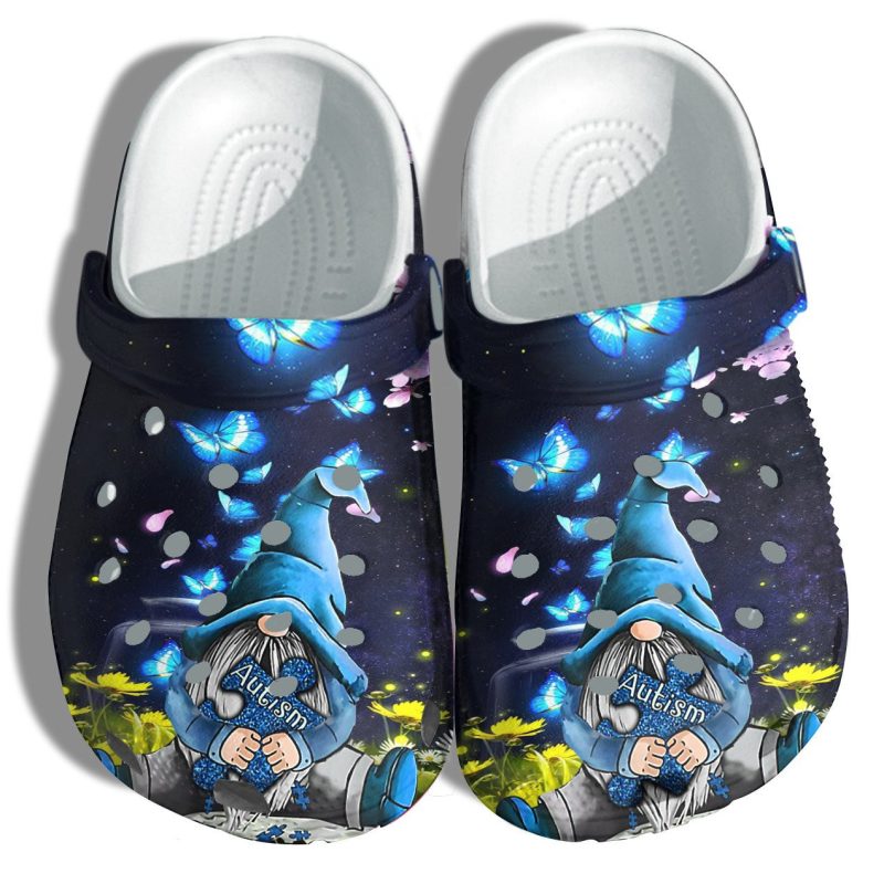 Butterfly Blue Gnomies Hug Autism Puzzel Shoes – Wear Blue April Autism Shoes Croc Clogs