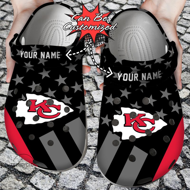 Football Personalized Chiefs Flag Clog Shoes