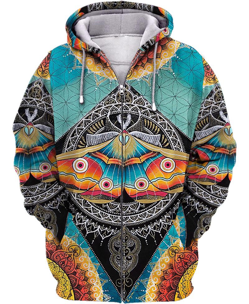 The Hippie Butterfly Hoodie – Multicolored Animal 3D Hoodie Zip Tshirt Christmas Birthday Gift For Women Girl