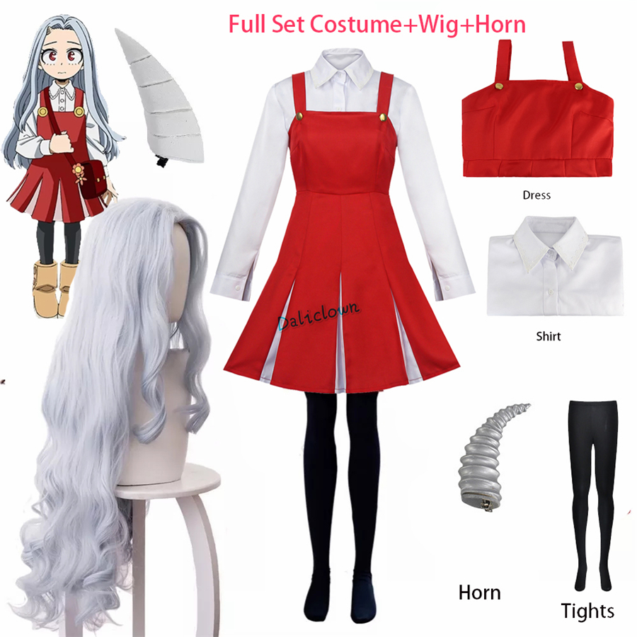 Anime Boku no My Hero Academia Season 4 Eri Cosplay Costume Uniform Dress Halloween Costume Wig Horn Full Set Outfit alx