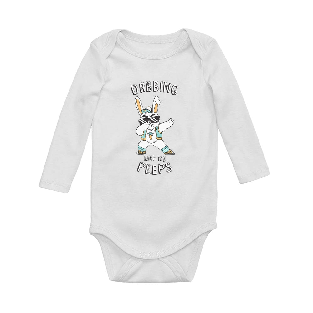 Dabbing With My Peeps Bunny Baby Long Sleeve Bodysuit