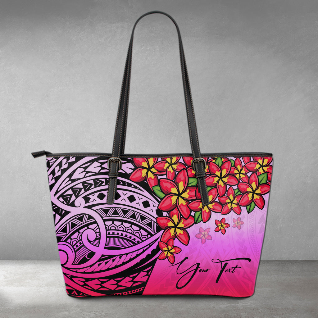 (Custom) Polynesian Leather Tote – Polynesian Plumeria Pink Personal Signature A24