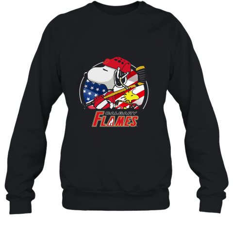 Calgary Flames Ice Hockey Snoopy And Woodstock 2D Sweatshirt