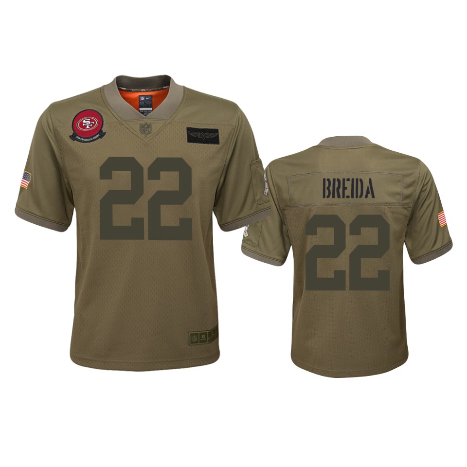 Youth San Francisco 49ers Matt Breida Camo 2019 Salute To Service Game Jersey