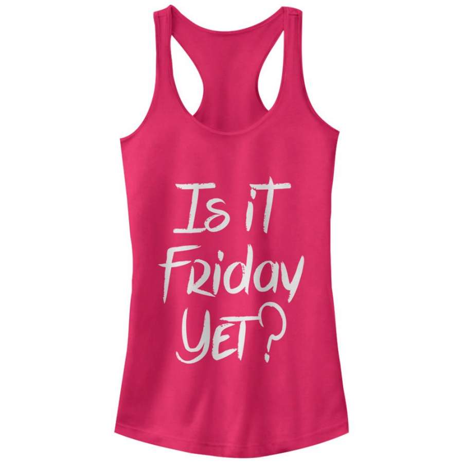 CHIN UP Junior’s Is It Friday Yet  Racerback Tank Dark Pink