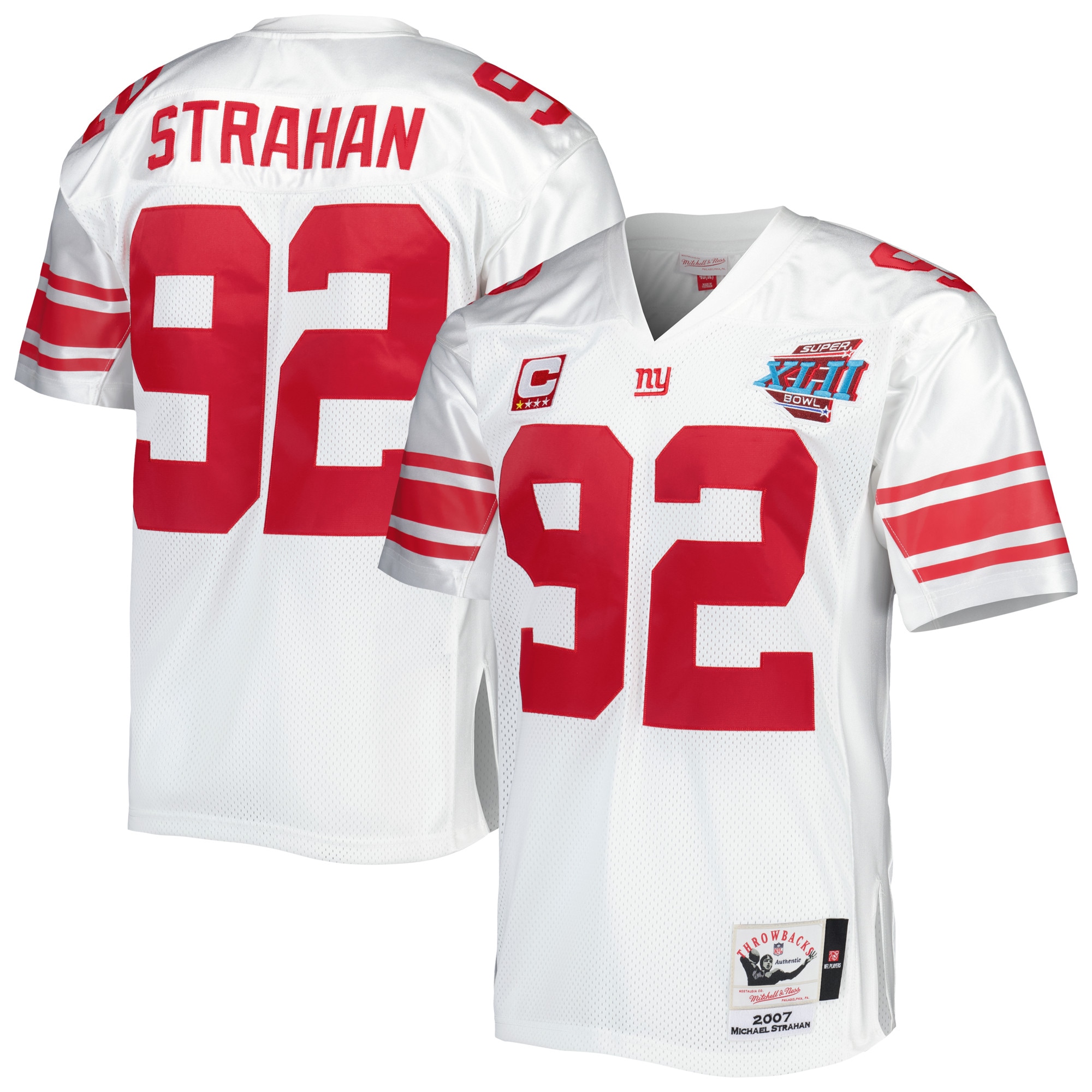 Michael Strahan New York Giants 2007 Mitchell & Ness Authentic Throwback Retired Player Jersey – White