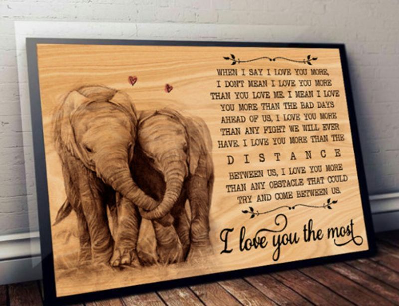 Elephant Couple I Love You Most Paper Us Supplier poster canvas