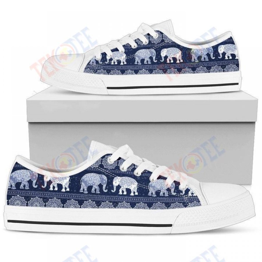 Mens Womens Elephant Mandala Flower Womens Low Top Shoes Custom Print Footwear Converse Sneakers TMT179