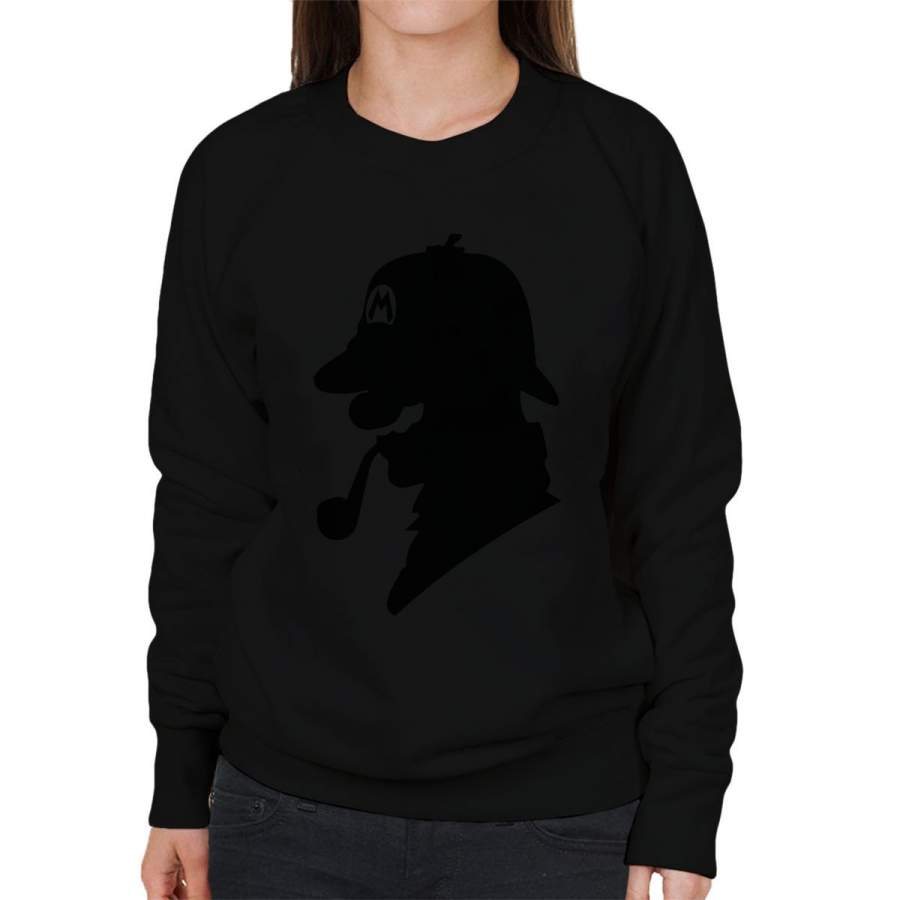 Super Mario Holmes Sherlock Silhouette Women’s Sweatshirt