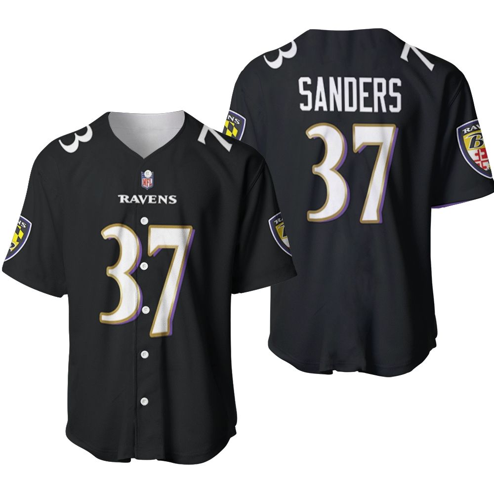 Baltimore Ravens Deion Sanders #37 Great Player NFL American Football Game Jersey Black 2019 3D Designed Allover Gift For Ravens Fans Baseball Jersey