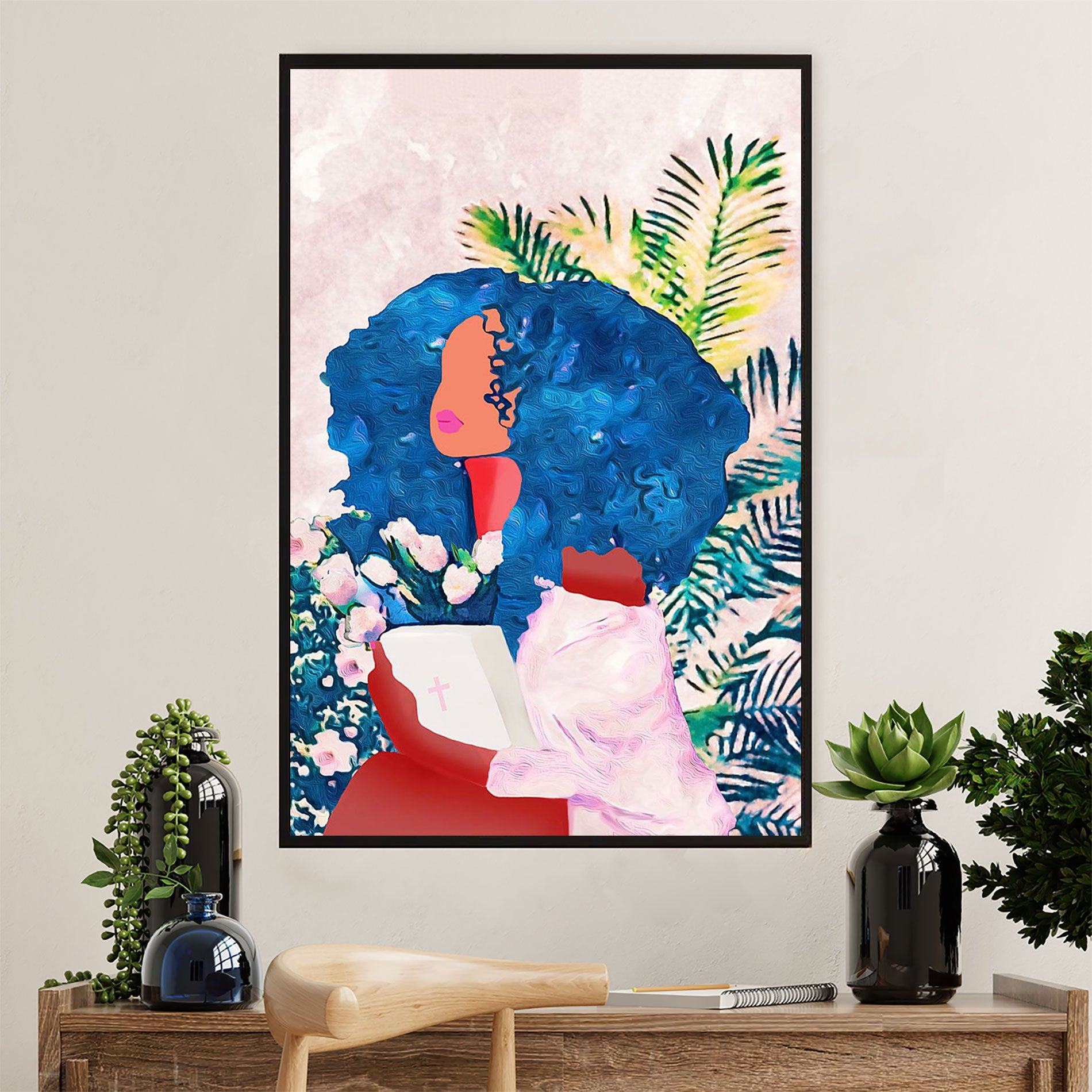 African American Afro Poster Prints | Black Girl Paintings | Wall Art Gift For Black Girl