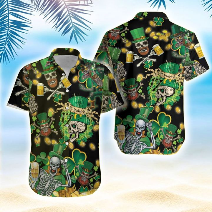 Day Skull Hawaii Shirt Crazy Funny Hawaii Clover Vintage Hawaii Ha49801