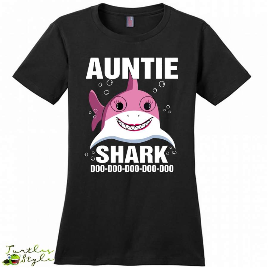 Auntie Shark, Funny Doo Doo Doo Doo – District Made Woman Shirt