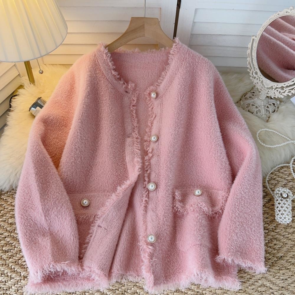 XFPV 2022 Autumn Winter New Arrivals Y2k Sweet Korea V-neck Single Breasted Loose Sweater Knitted Cardigan Coat Top Women SM4558 alx