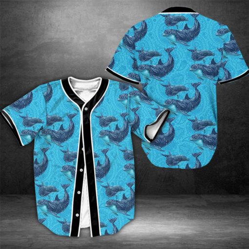 Dolphin Paisley Pattern  Baseball Jersey Shirt