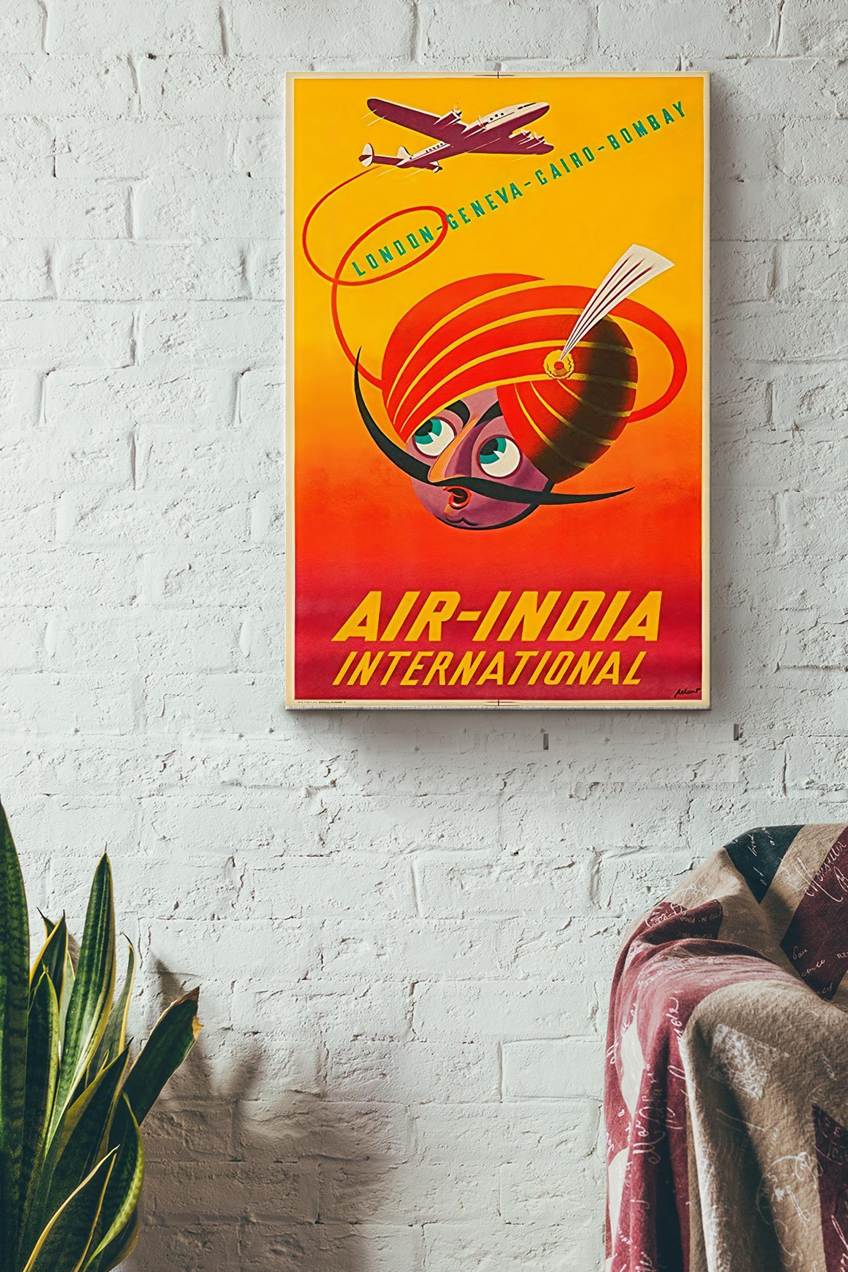 Air-India International Poster – Traveling Knowledge Wall Art – Gift For Flight Attendants Indian Pilot Aviation Worker Wrapped Canvas