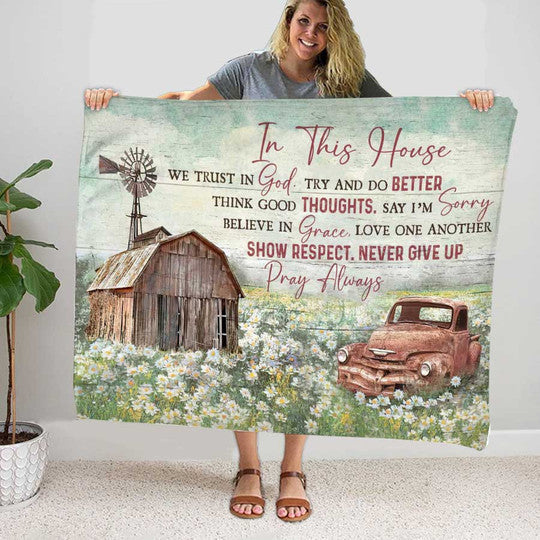 God Blanket Throw Sherpa Warm Premium Blanket In This House We Trust In God Blanket