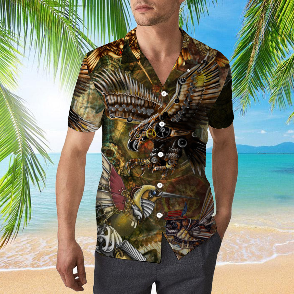 Aloha Shirts Steampunk Birds Hawaiian Shirt – For Men And Women