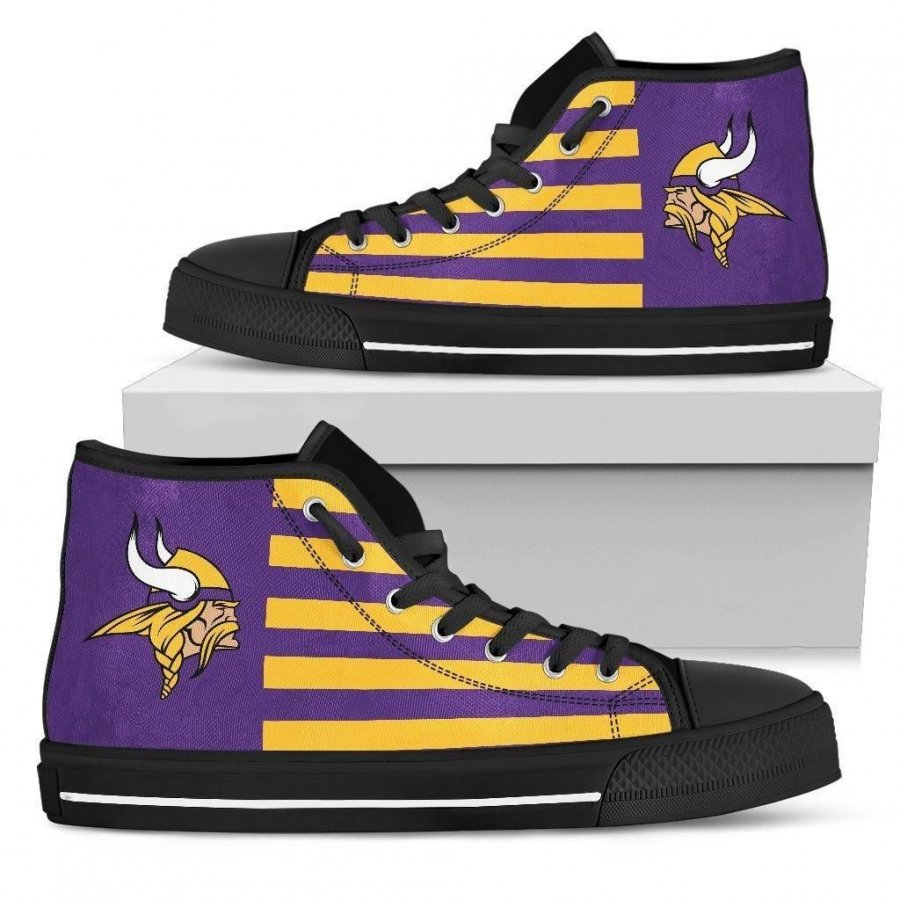 American Flag Minnesota Vikings High Top Shoes #747