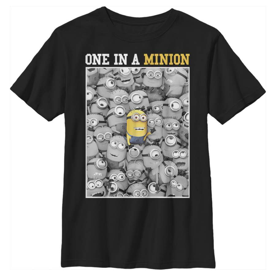 Despicable Me Boy’s Minions One In A Minion Color Pop Out  T Shirt