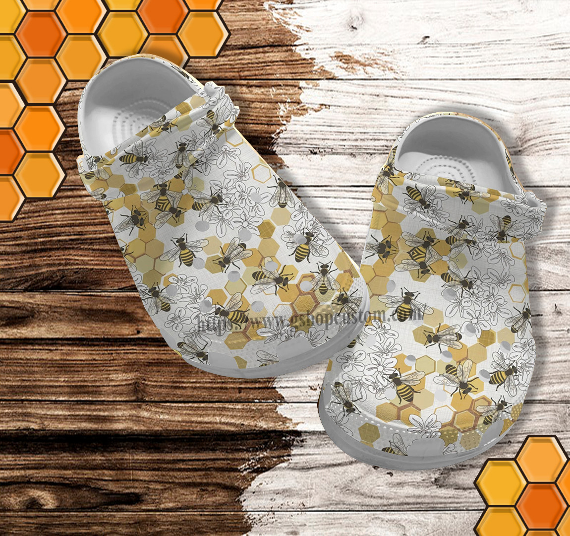 Bee Girl Vintage Croc Shoes Gift Mother Day- Bee Kind Hippie Shoes Croc Clogs- Cr-Ne0351