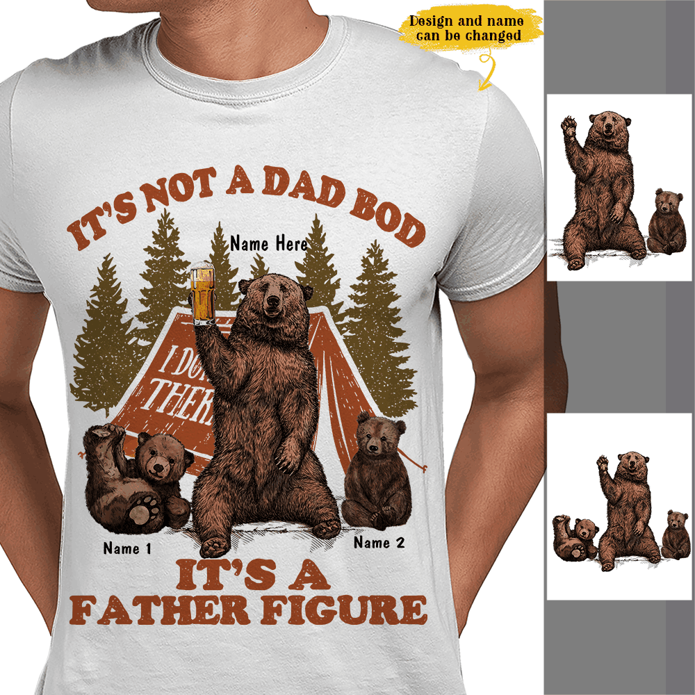 Vintage Dad Bod Father Figure Bear Camping Gift For Father’s Day Custom Name Personalized Shirt