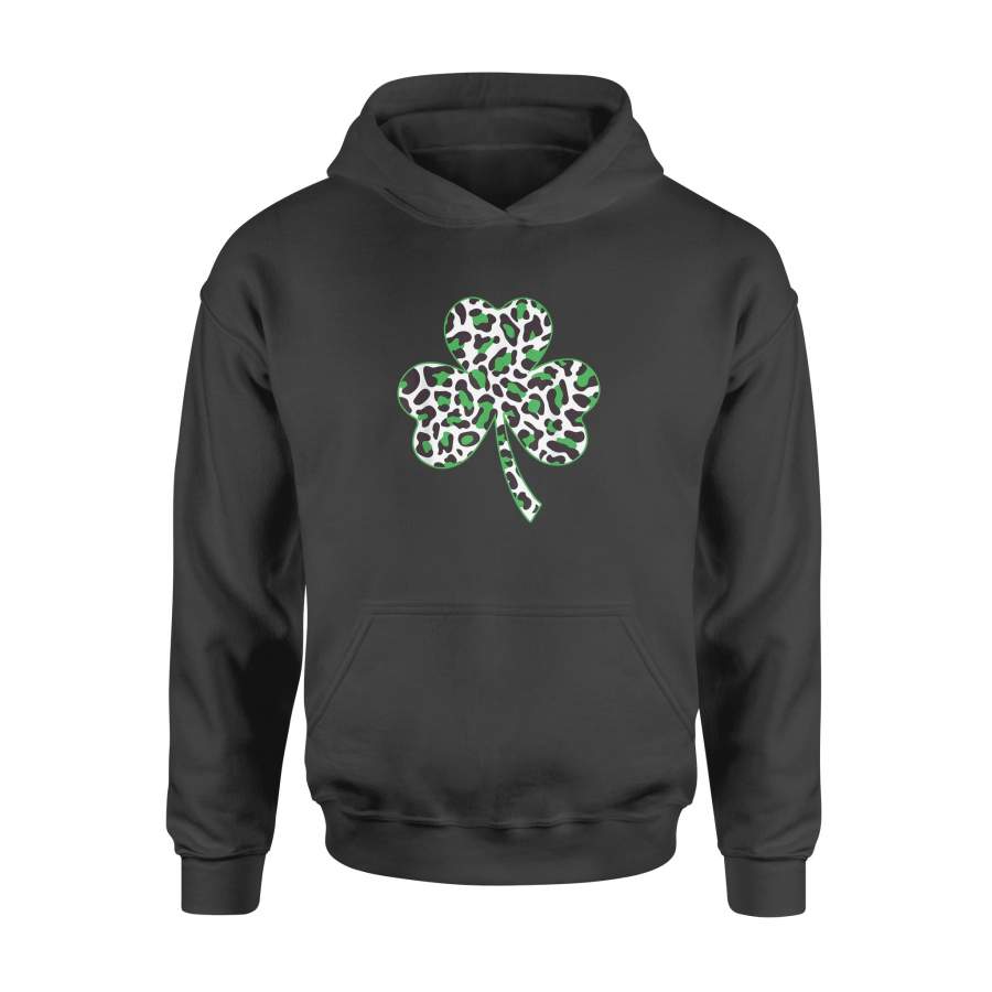 Cute Shamrock Leopard Print St Patricks Day Irish Pattern T Shirt – Standard Hoodie