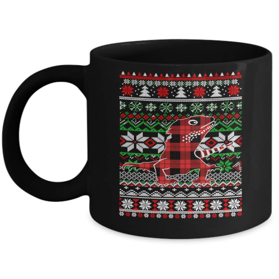 Bearded Dragon Red Plaid Ugly Christmas Sweater Funny Gifts Mug