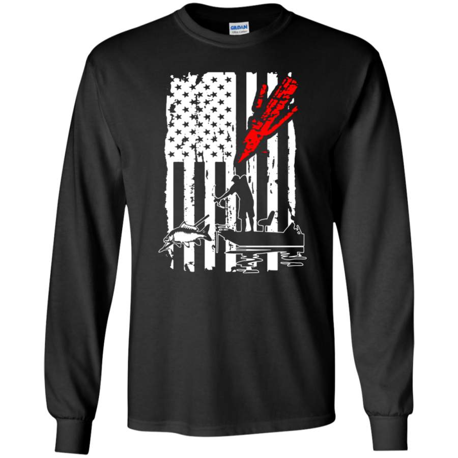 Bow Fishing American Flag, Fishing LS shirt/Hoodie/Sweatshirt