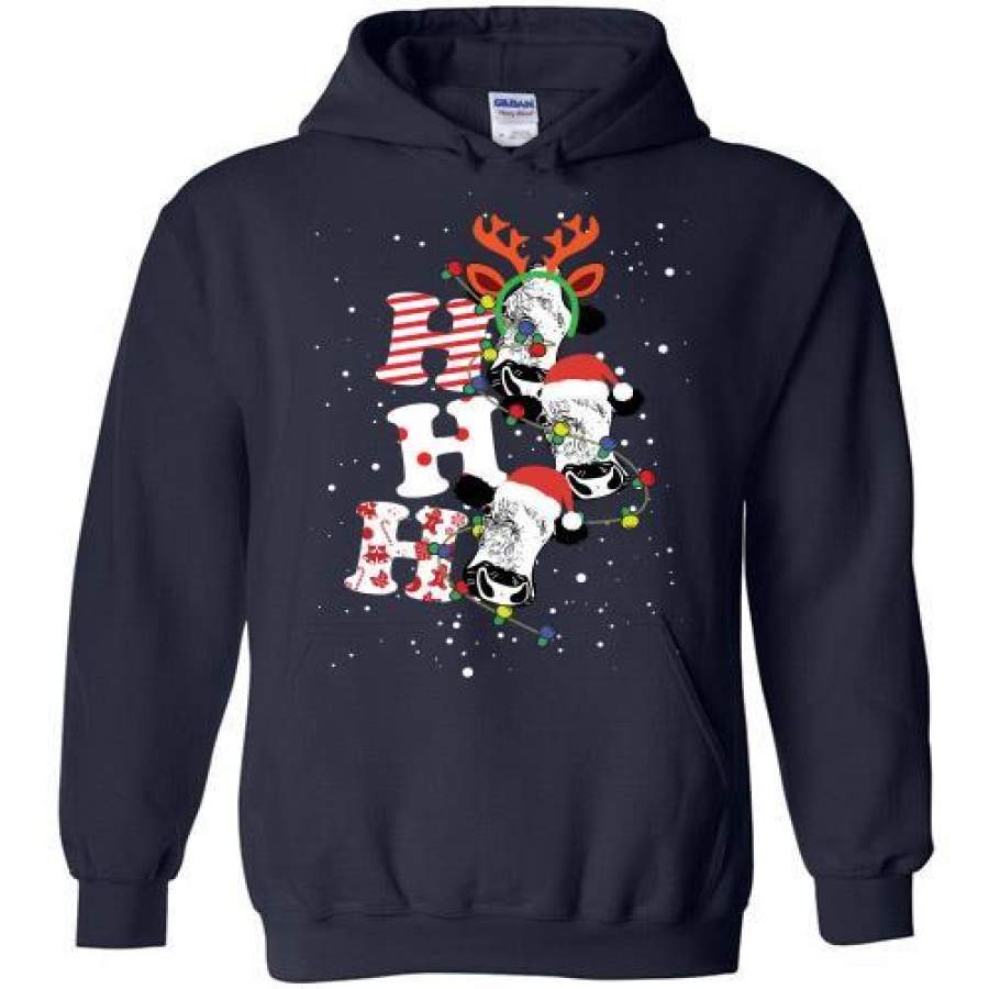Funny Ho Ho Ho Cattle Cow Christmas Santa Claus Reindeer Shirt Xmas Hoodie