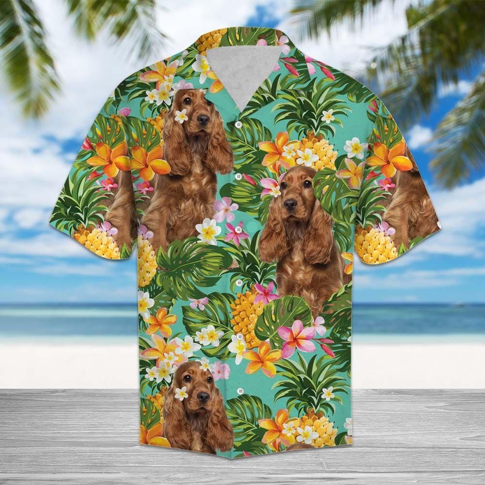 Tropical Pineapple English Cocker Spaniel Aloha Hawaiian Shirt Colorful Short Sleeve Summer Beach Casual Shirt For Men And Women