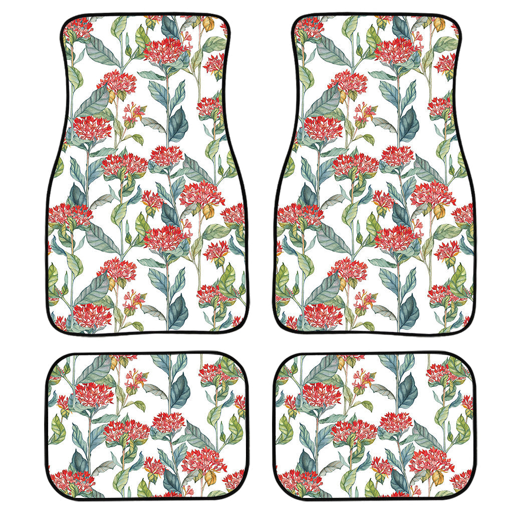 Watercolor Bouvardia Print Front And Back Car Floor Mats, Front Car Mat