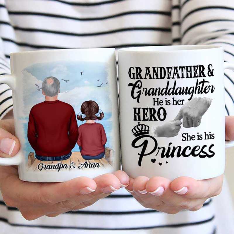 Grandfather And Granddaughter Family Gift Personalized Mug