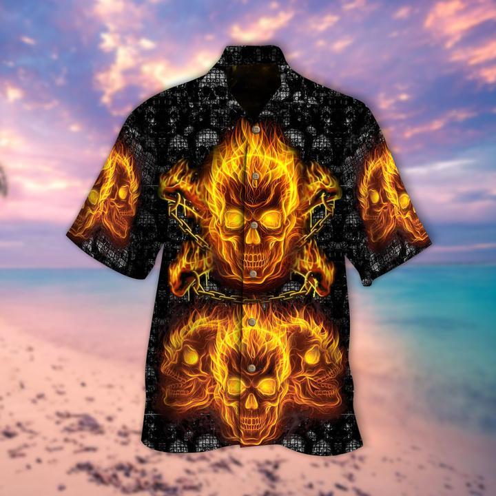 Fire Skulls Halloween Hawaii Shirt For Men Women Adult Ha14773